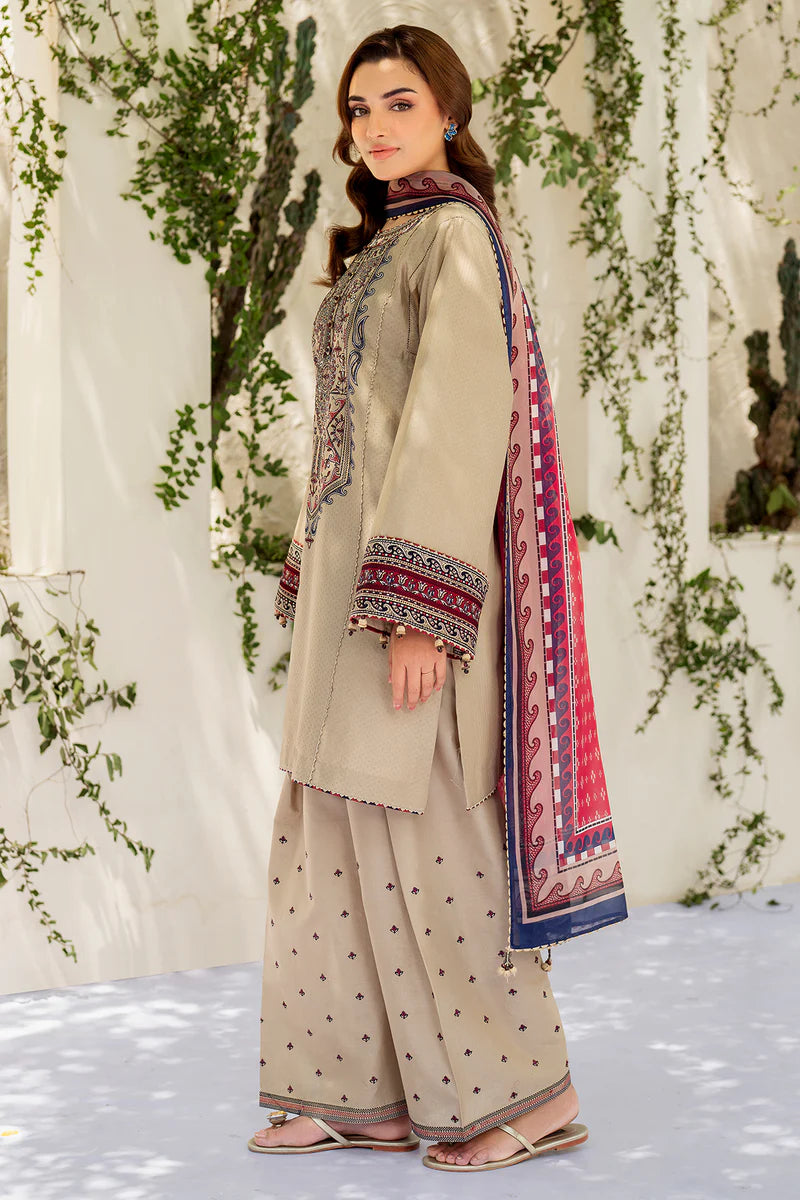 Jazmin - 3PC Dhanak Embroidered Suit - USME-015017