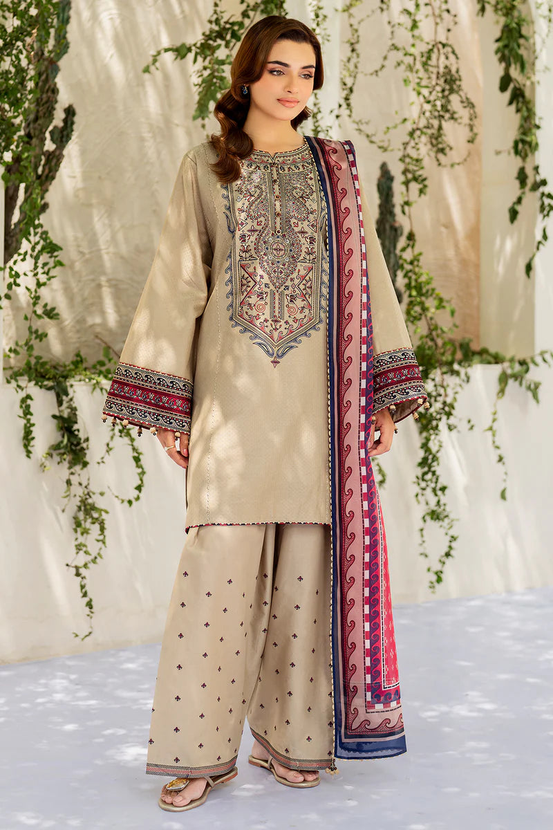 Jazmin - 3PC Dhanak Embroidered Suit - USME-015017