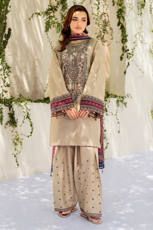Jazmin - 3PC Dhanak Embroidered Suit - USME-015017
