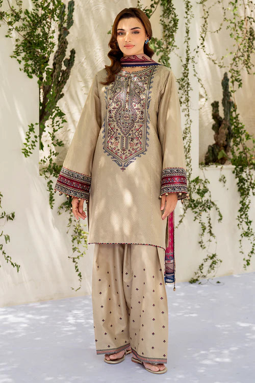Jazmin - 3PC Dhanak Embroidered Suit - USME-015017