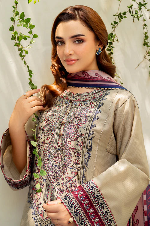 Jazmin - 3PC Dhanak Embroidered Suit - USME-015017