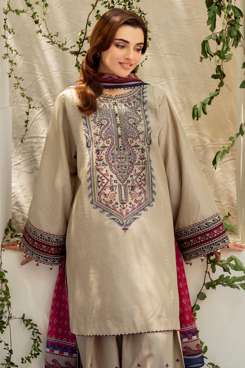 Jazmin - 3PC Dhanak Embroidered Suit - USME-015017