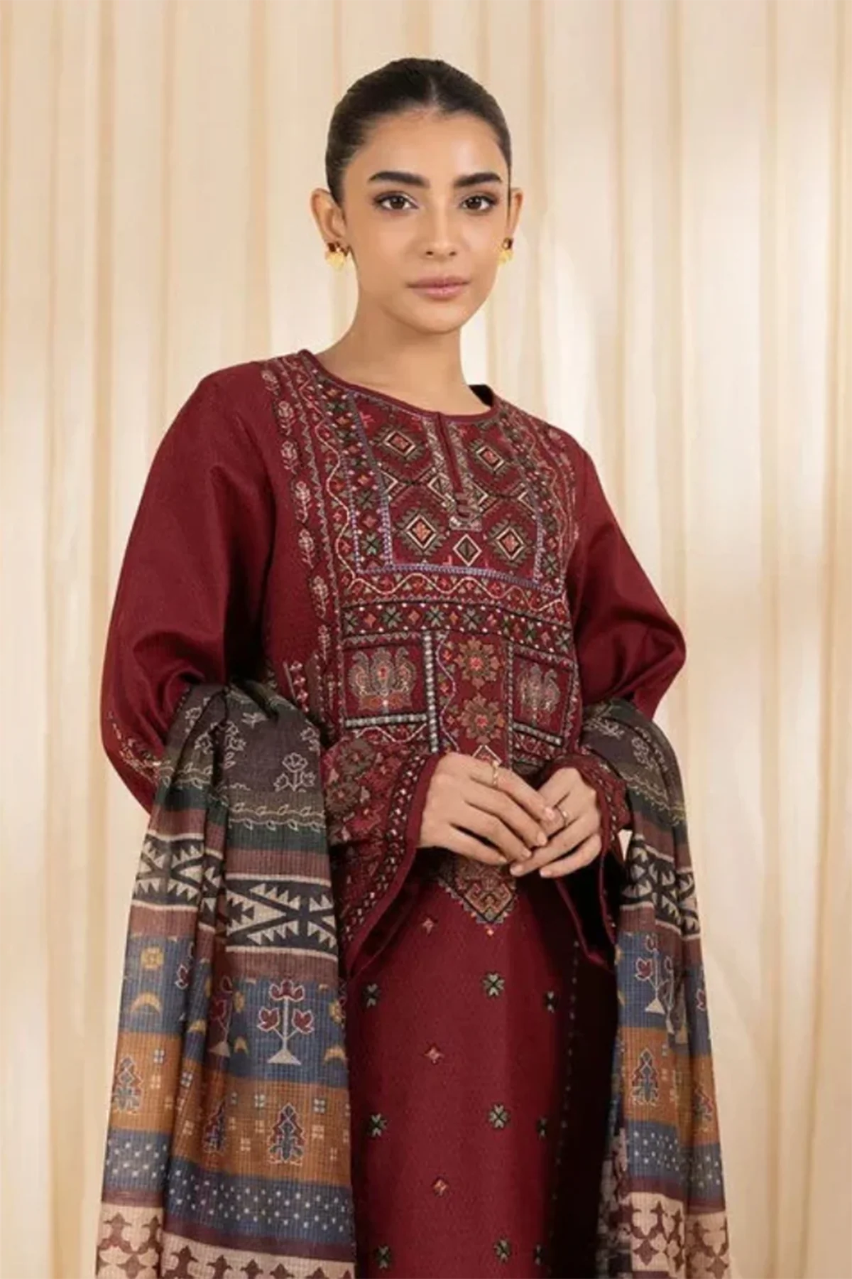 Jazmin - 3PC Dhanak Embroidered Suit - USME-015018