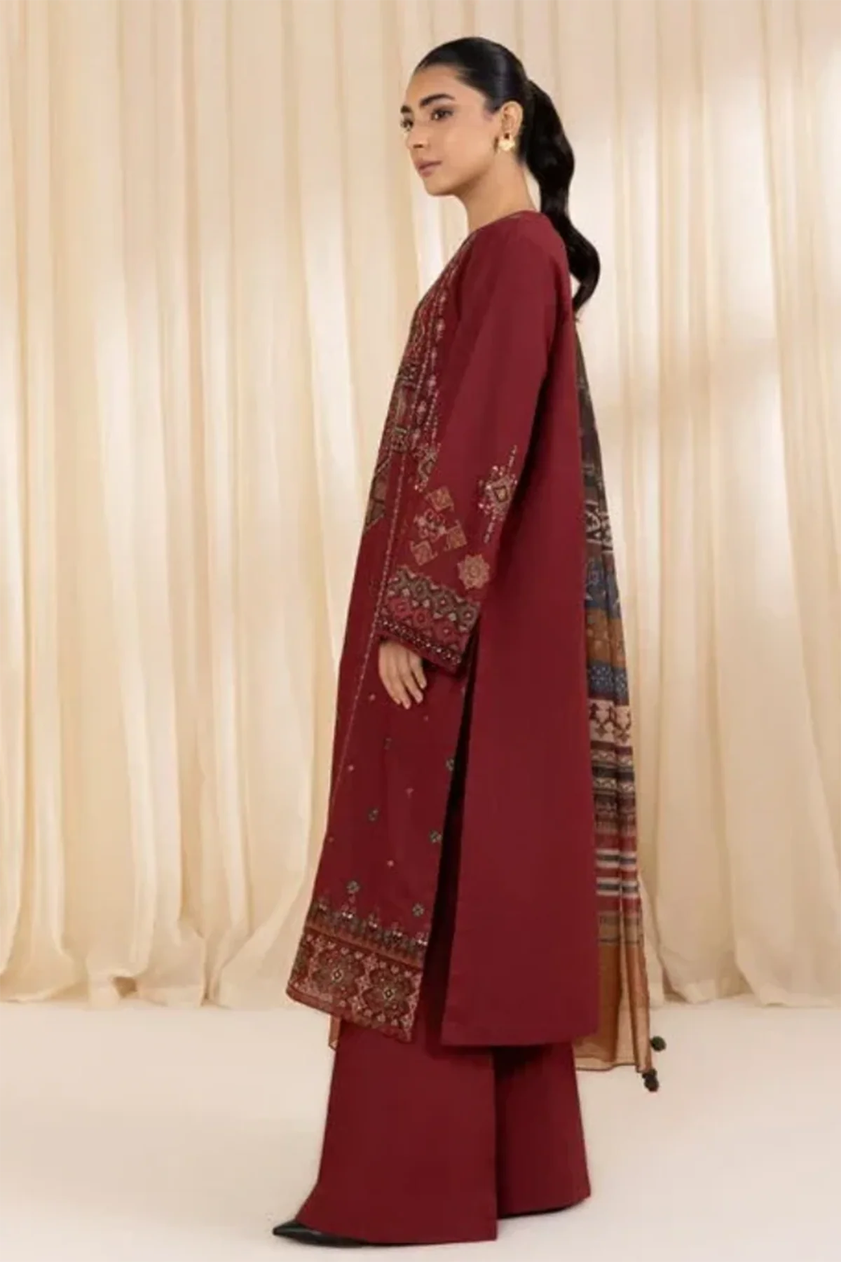 Jazmin - 3PC Dhanak Embroidered Suit - USME-015018