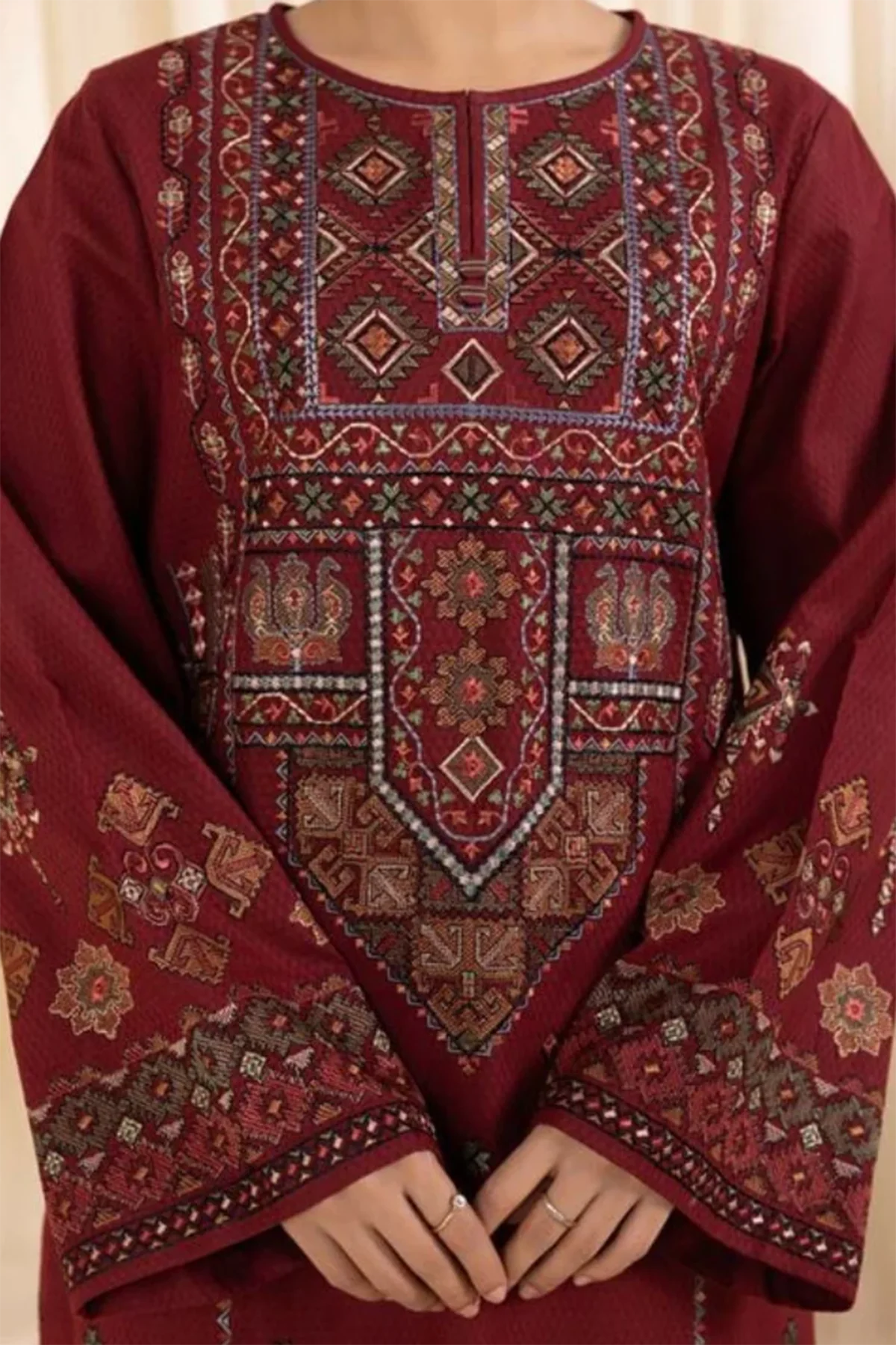 Jazmin - 3PC Dhanak Embroidered Suit - USME-015018