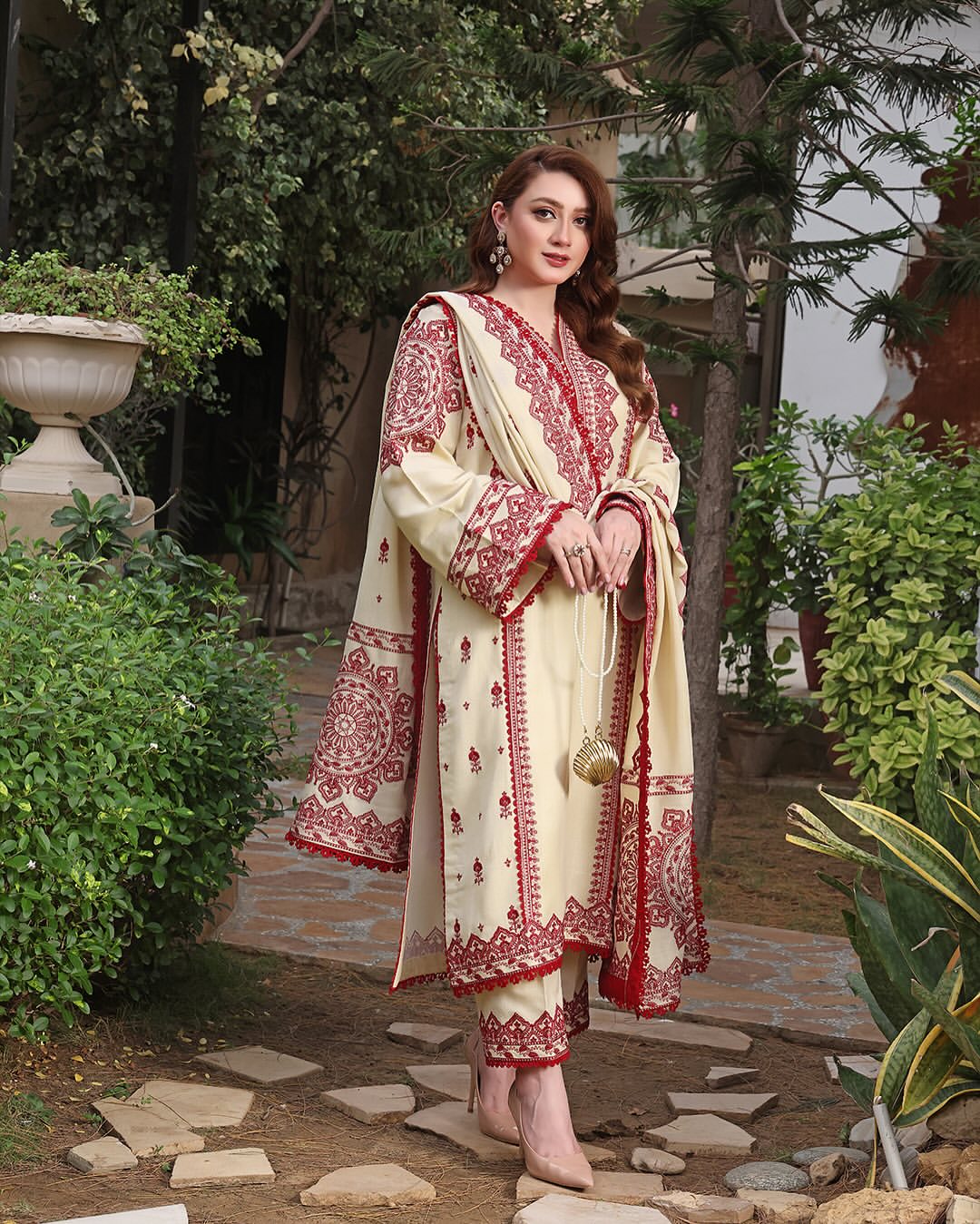 Aneelas - 3PC Luxury Dhanak Embroidered Suit - USME-015019