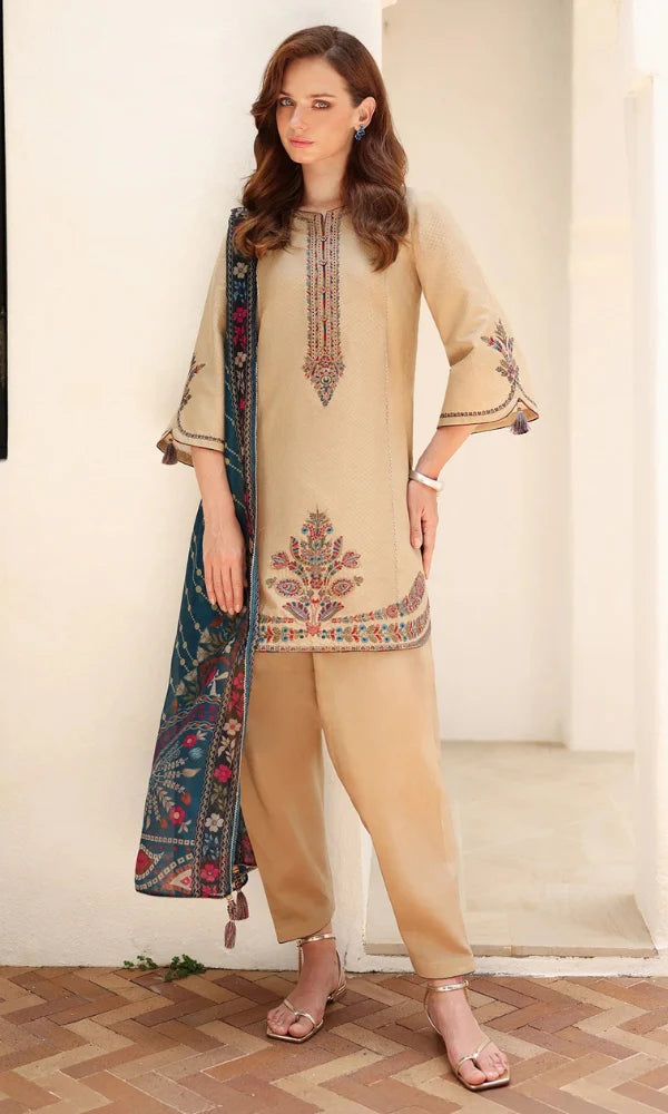 Jazmin - 3PC Dhanak Embroidered Suit - USME-015042