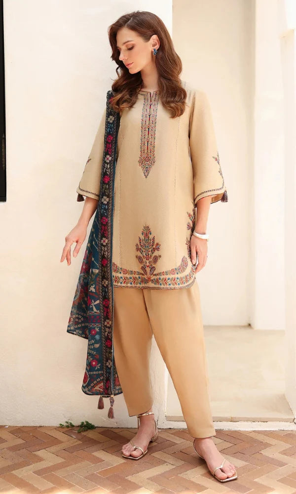 Jazmin - 3PC Dhanak Embroidered Suit - USME-015042