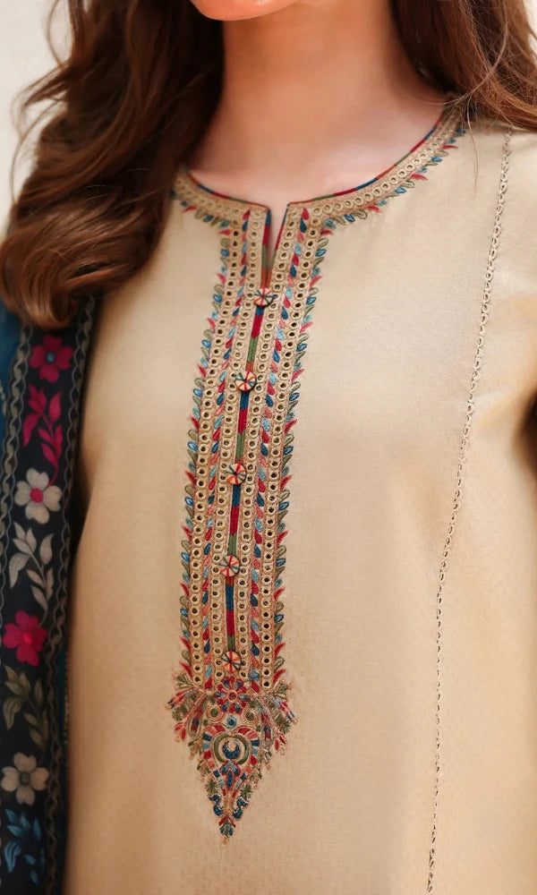 Jazmin - 3PC Dhanak Embroidered Suit - USME-015042