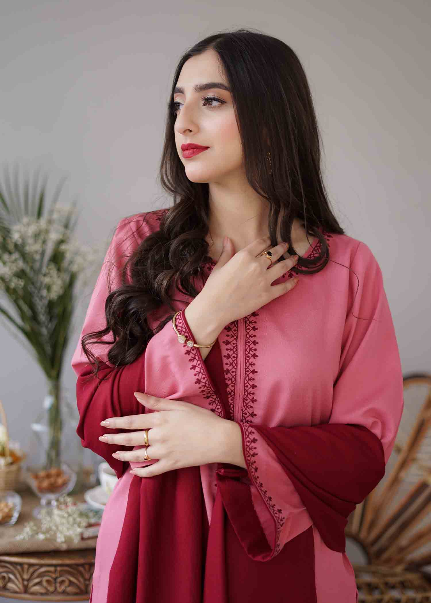 Aisling  - 3PC Dhanak Embroidered Suit - USME-014023