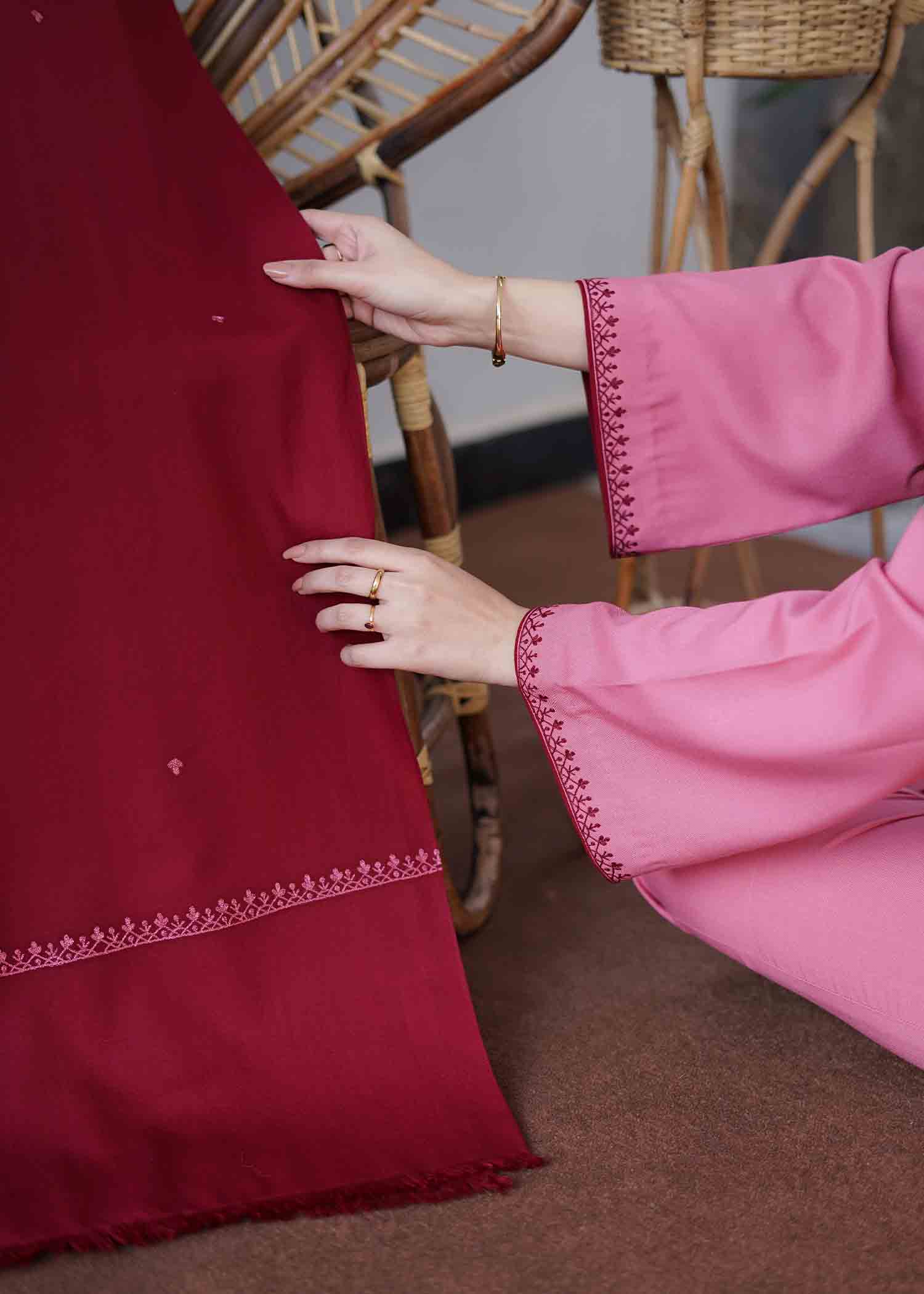 Aisling  - 3PC Dhanak Embroidered Suit - USME-014023
