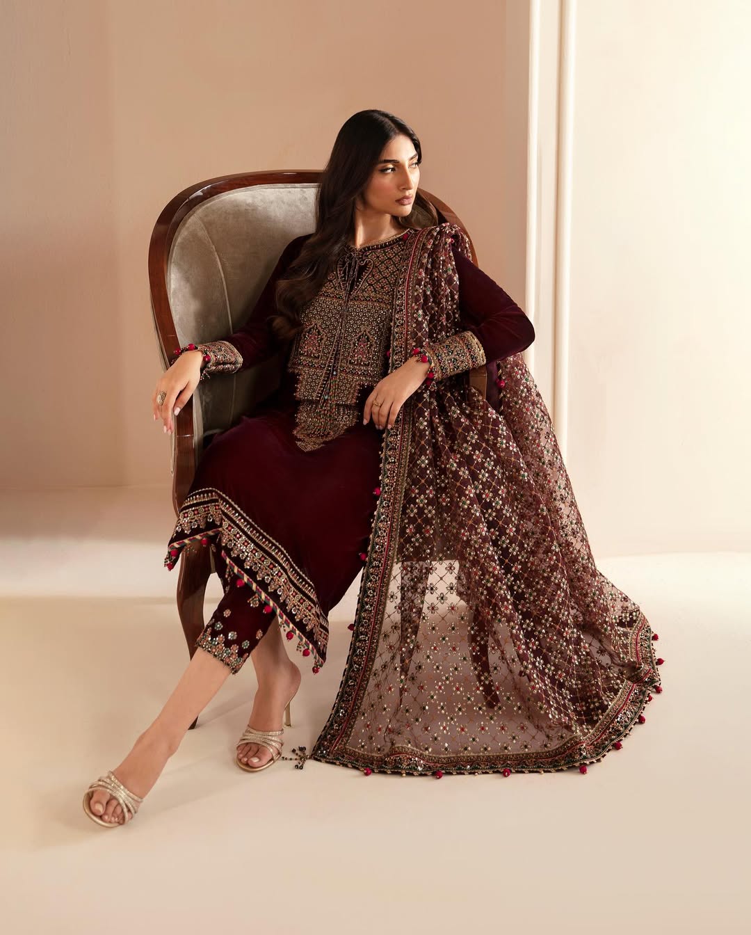Jazmin - 3PC Luxury Velvet Embroidered Suit - USME-015051