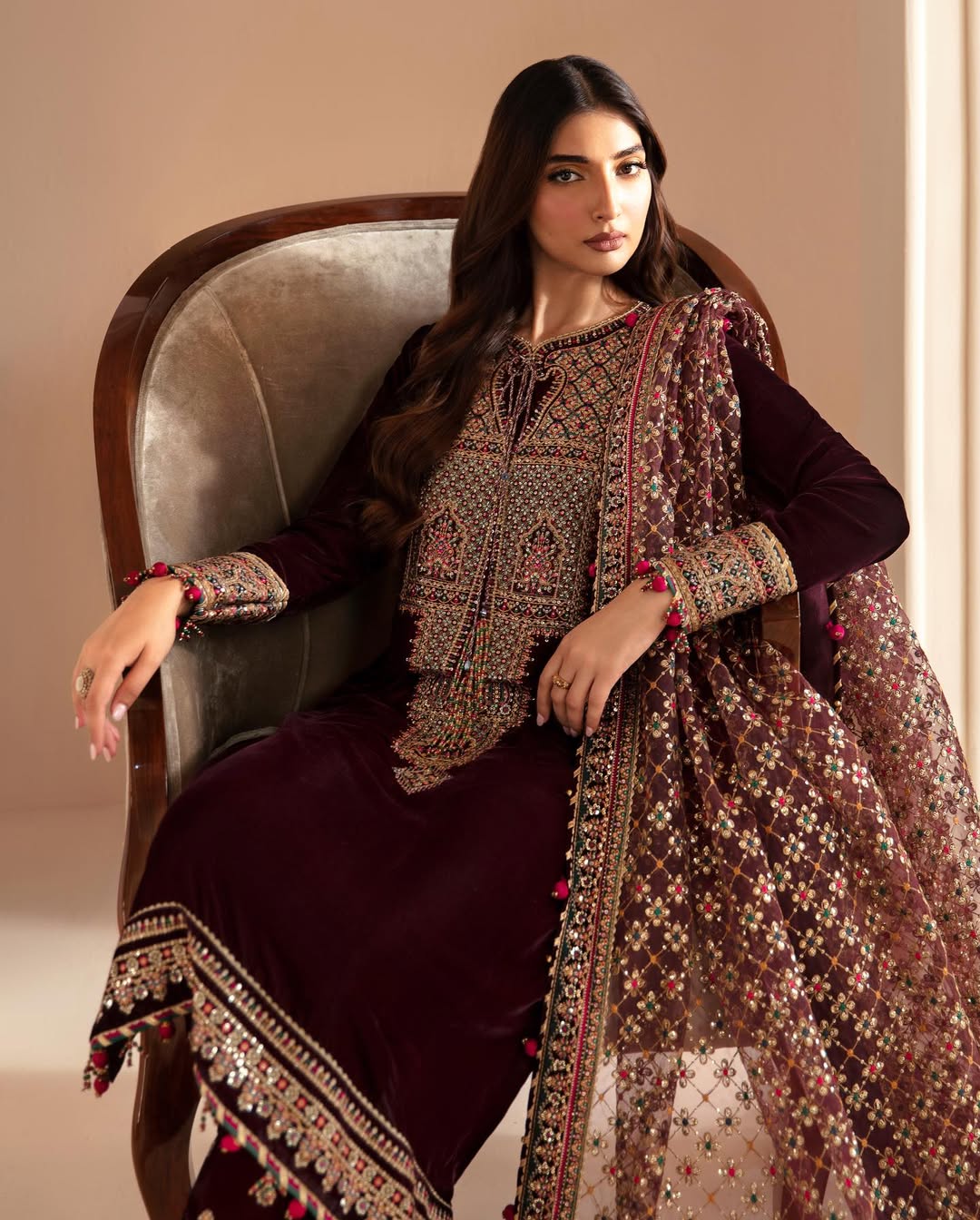 Jazmin - 3PC Luxury Velvet Embroidered Suit - USME-015051