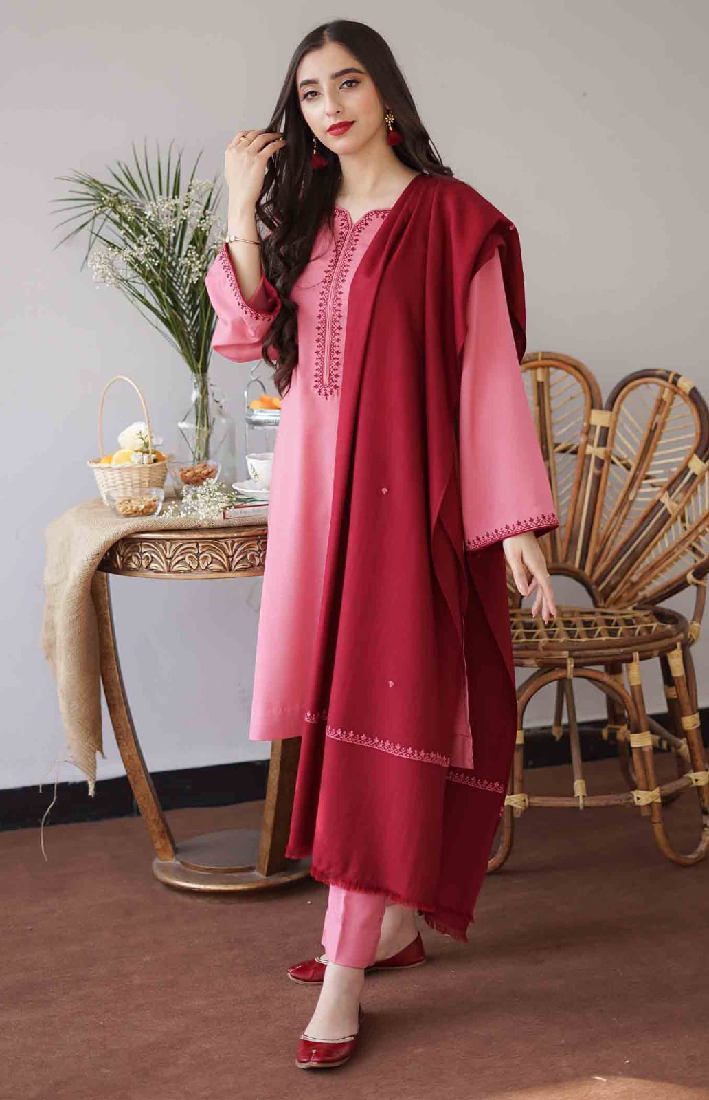 Aisling  - 3PC Dhanak Embroidered Suit - USME-014023