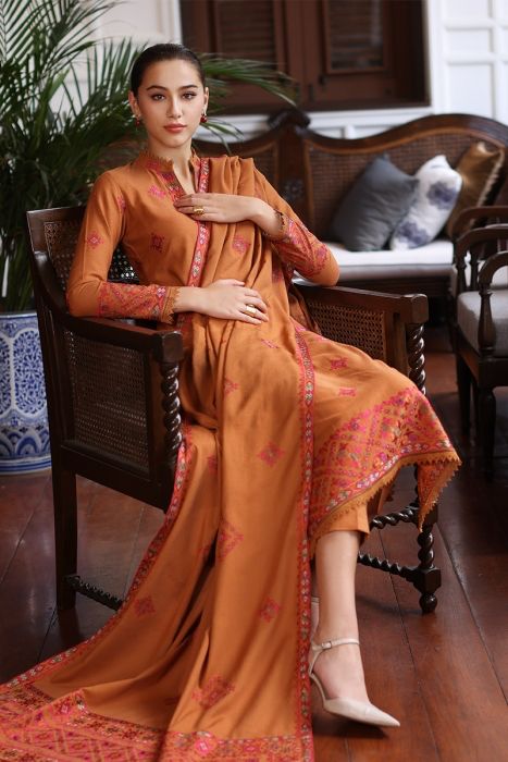Bareeze - 3PC Luxury Dhanak Embroidered Suit - USME-014090
