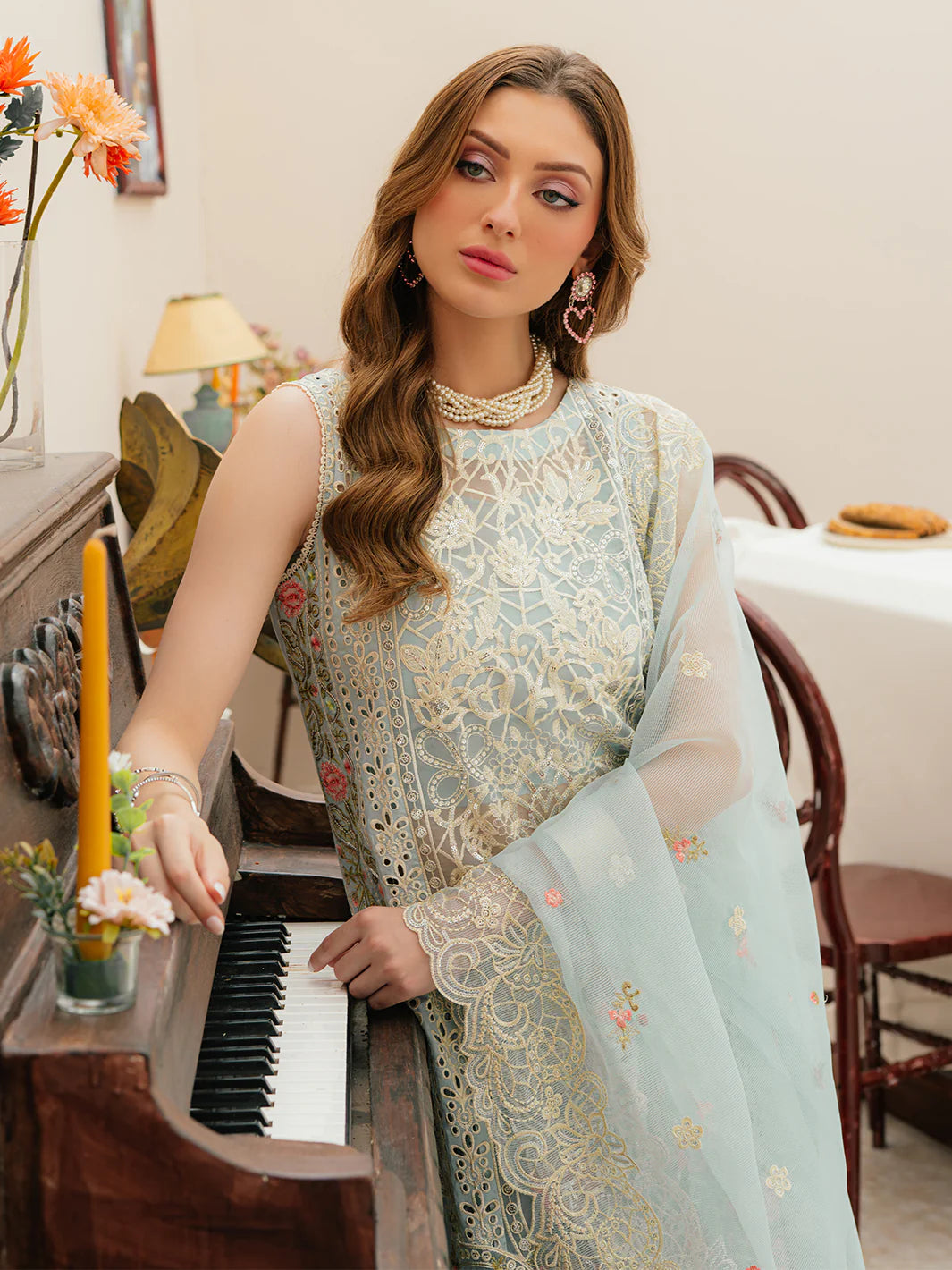 MAH NUR - 3PC Lawn Embroidered Suit - USME-012036